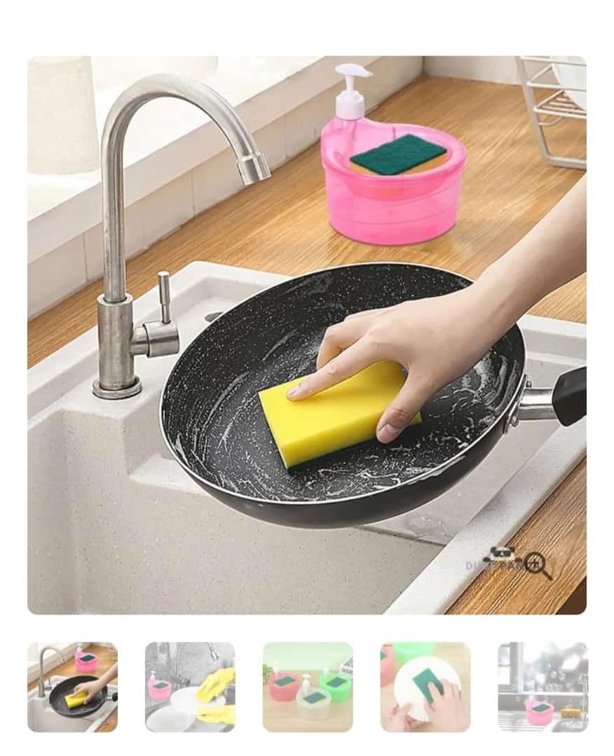 Liquid Soap Dispenser 2in1 with Pump and Sponge